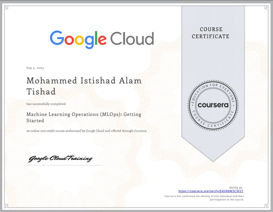 Google Cloud MLops certificate image